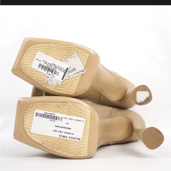 Balmain Square Toe Platform Sling-Back Pumps In Beige - Women's Size EU40, US 10 - Picture 8 of 15